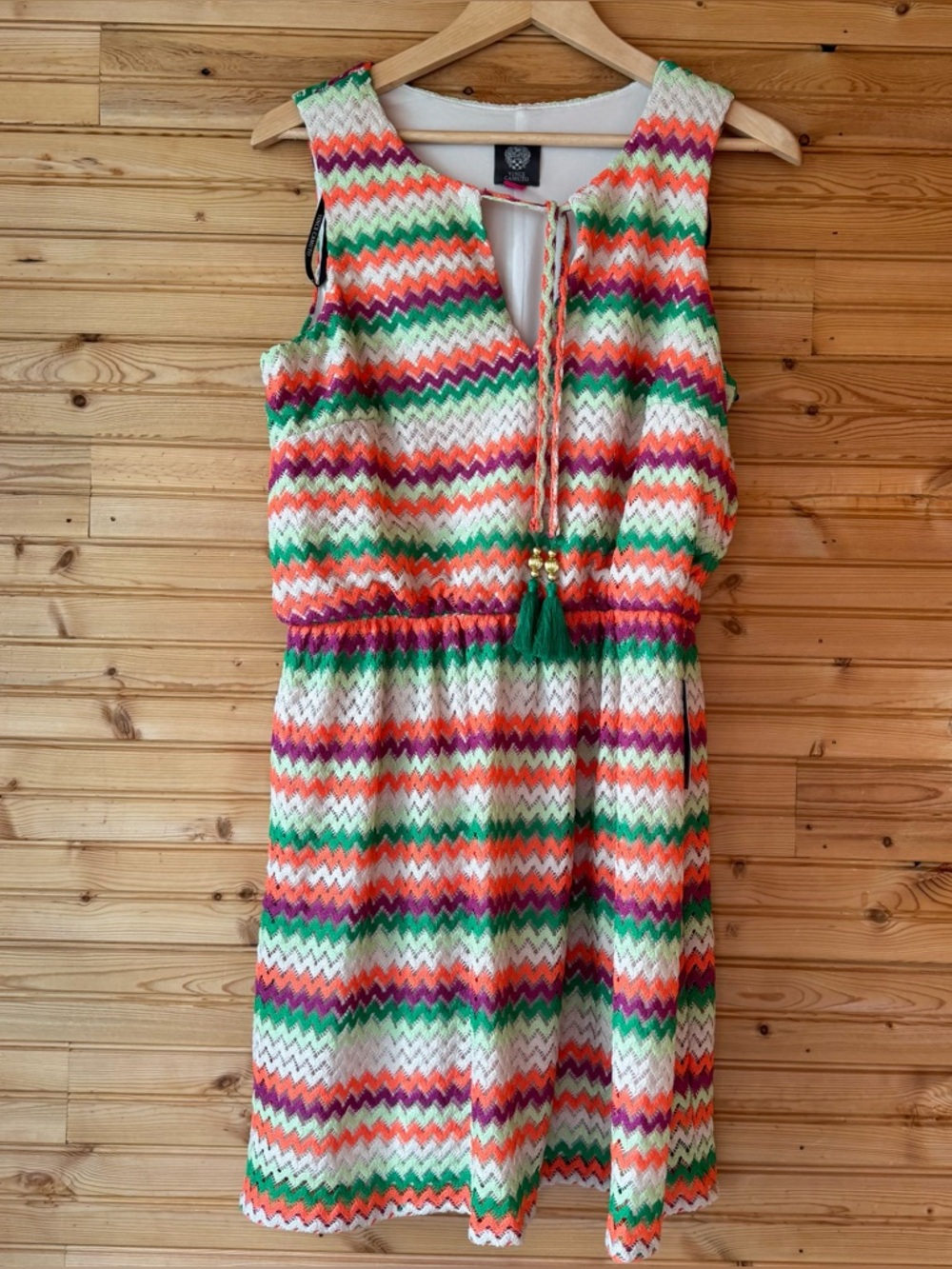 Vince Camuto Dress Sleeveless Chevron Colorful Summer Size 14 NWT Boho Nordstrom
